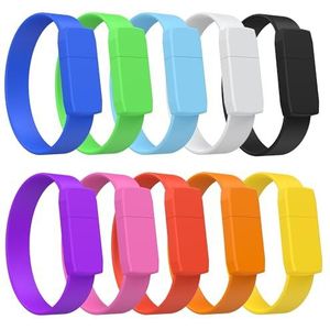 2 GB Bracelet USB-stick, verpakking van 10 USB-sticks, veelkleurige USB 2.0 USB-flashdrives 2 GB, draagbare, betaalbare geheugenstick, Pendrive, kleurrijke flash drives voor kinderdag FEBNISCTE
