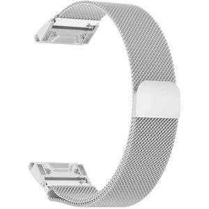 22mm 26mm metalen horlogeband geschikt for Garmin Fenix ​​7 7X 6 6X Pro 5 5X Plus Quick Fit roestvrijstalen armband Forerunner 935 945 band (Color : Style 1 silver, Size : 26mm)