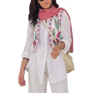 Vrouwen Vintage Geborduurd Bloemenvest Top Y2k Mouwloos Open Voorkant Crop Vest Boho Bloemenvest Jas(Color:Pink,Size:Large)