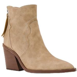 WDUDSUDUW Leren dameslaarzen met puntige neus, enkellaarzen met rits aan de achterkant, met blokhak, antislip, Chelsea boots, Kaki, 37.5 EU