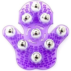 Roysmart Palm Shaped Massage Handschoen Body Massager met 9 360 Graden Roller Ball Stress Relief Massageapparaat (Paars)