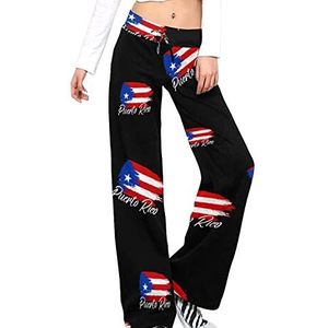 Vintage Puerto Rico vlag vrouwen broek casual broek elastische taille lounge broek lange yoga broek rechte been