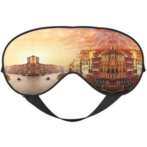 Mooi Venetië Canal View Printing Soft Eye Masker, Dubbelzijdige Zachte Oogdekking voor Slaap, Reizen, Yoga, Verstelbare Riem, Blokkeert Licht