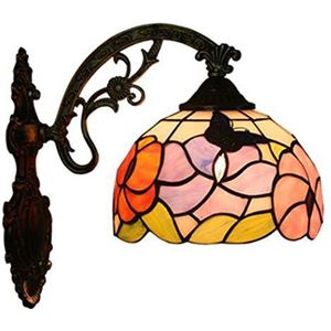 Tiffany -Stijl Wandlicht, Met De Hand Gemaakt Gebrandschilderde Glazen Wandlamp, Europees Bloemenwandlicht, Nachtkastje, Balkon