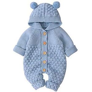 VICROAD Babyrompertje jongens warme trui overalls, Blauw, 3-6 Maanden