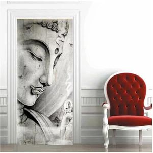 Deurstickers Boeddha PVC Zelfklevende Deursticker Yogakamer Meditatie Muurschildering Behang Waterdichte Woonkamer Slaapkamer (Kleur : J, Grootte : 85x215cm)