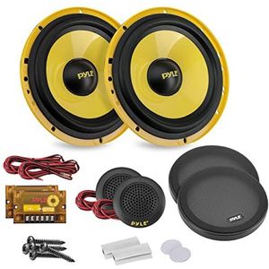Pyle 2-Weg Luidsprekers - 400 Watt - met Geëlectroplateerd Plastic Frame - Butylrubberen Rand & 1,13 kg Magneetstructuur - Inclusief Installatiekit - Geel
