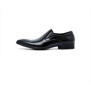 Oxford schoenen for heren Instapper Puntige gepolijste neus Echt leer Antislip Lage bovenkant Antislip rubberen zool Casual (Color : Black, Size : 41 EU)