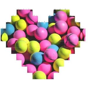Felroze tennisballen legpuzzel - hartvormige bouwstenen puzzel-leuk en stressverlichtend puzzelspel