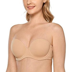 Delimira Dames Onderdraad Contour Multiway Volledige Dekking Strapless BH Plus Size Taupe 100C