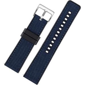 EDVENA Nylon Canvas Rubber Horlogeband Heren Siliconen Bodem Waterdichte Vlindergesp Polsband Armband Accessoires 20mm 22mm 24mm (Color : Blue 01, Size : 24mm)