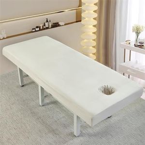 Salonbedlakenhoes SPA-massage, Elastische Wasbare Massagebedhoes Met Gezichtsgat, Zachte Wasbare SPA-massagetafelhanddoek For Schoonheidsbed En Tatoeagebed(Beige,185x60cm)
