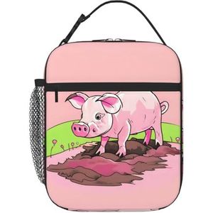 MYGANN Roze Knorretje Unisex met Afneembare Draagbare Webbed Geïsoleerde Lunch Tas voor Werk Reizen Camping