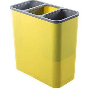 Prullenbak Vuilnisemmer Prullenbak sorteren, 3 compartiment onder Teller Keukenkast Pull-Out Recycling Bin en Prullenbak, 20 liter Afvalemmer Vuilnisbak (Color : Yellow)
