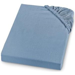 sleepling Dik flanellen hoeslaken, flanel, Made in Germany, 100% katoen, elastiek rondom, matrassen tot 23 cm hoog, elastiek rondom, Oeko-Tex, wasbaar tot 60 graden, 90 x 200, lichtblauw