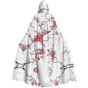 FRESQA Delicate kersenbloesems feestdecoratie mantel,Cape met capuchon voor volwassenen,Ultieme heksenmantel voor Halloween-bijeenkomsten
