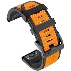 26mm Quick Fit Polsband Compatibel met Garmin Fenix 7x / Fenix 6x / Fenix 5x horlogeband Siliconen Sportriem Compatibel met Fenix 3 / 3HR / Fenix 6 pro (Size : Orange Black)