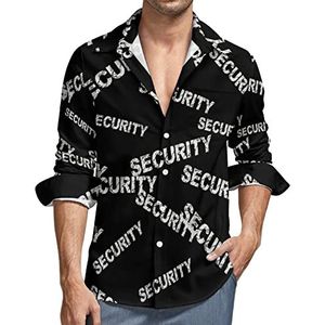 SECURITY Letters overhemd met knopen voor heren, lange mouwen, V-hals, casual tops met normale pasvorm