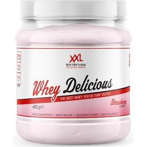 XXL Nutrition - Whey Delicious - Aardbei - Wei Eiwitpoeder met BCAA & Glutamine, Proteïne poeder, Eiwit shake, Whey Protein - 450 gram