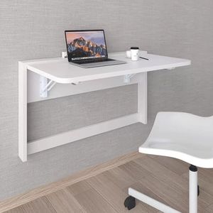 Wit wandgemonteerd opklapbaar bureau Ruimtebesparend Compact zwevend bureau for kleine ruimtes Nachtkastje for slaapkamers, flats, woningen, keukens en slaapkamers(45x35cm/18x14in)