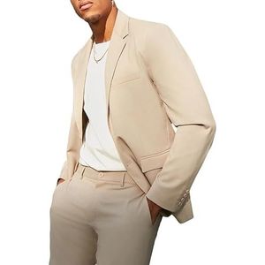 DONGPAO Casual Blazer Voor Heren Slim Fit Lichtgewicht Sportjas Slimme Blazer Tweeknops Colberts Stijlvolle Blazers Jacks Zakelijk Zomer Lente Herfst Overhemden Beige M