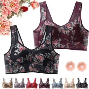 Sportbeha's met gekruiste rug for oudere vrouwen - Draadloze ondersteuning, comfort, anti-verzakking(2pcs-j,6XL)