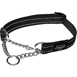 Rogz Utility Medium 12/18-inch reflecterende slang gehoorzaamheid Half-Check halsband, zwart