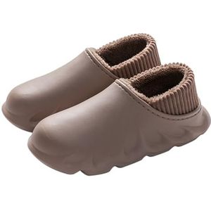 BOSREROY Unisex winterslippers met gesloten achterkant, warme waterdichte katoenen sandalen, huisslippers, dikke lichtgewicht antislip voor vrouwen en mannen, Koffie, One Size