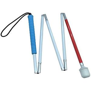 VISIONU Witte opvouwbare aluminium hengel 5 secties met draaibal met lager (105 cm (41,3 inch) - blauw handvat
