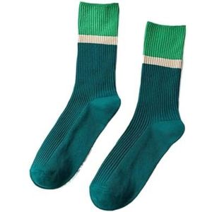 YIJIANUO Contrasterende kleur sokken, vrouwen high-top gestapelde sokken, Koreaanse versie herfst en winter katoenen sokken, Donkergroen, One size