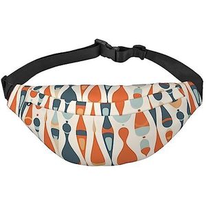 Mid Century Moderne Retro Fanny Packs voor Vrouwen Mannen, Lichtgewicht Verstelbare Heuptas voor Reizen Wandelen Fietsen, Zwart, Eén maat