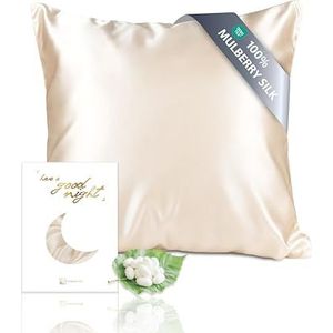 townssilk Kussensloop 100% pure moerbeizijde, 19 momme, dubbelzijdig, voor gezondheid van huid en haar, verborgen ritssluiting, draaddichtheid 600, 1 stuk, 40 x 40 cm, taupe