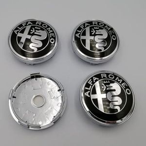 SJZZJMZ 4 stuks auto wielnaafdoppen naafdoppen voor Alfa Romeo 156 Crosswagon 2004-2007 60mm naafdoppen vervangende naafdop stickers