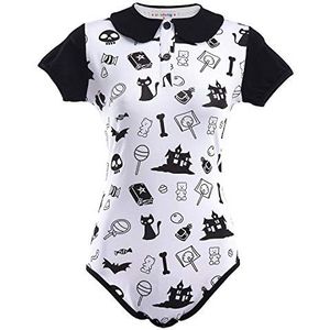 LittleForBig Katoenen Romper Onesie Pajamas Bodysuit -Halloween Zwart S