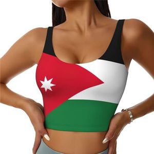 Jordaanse vlag print comfortabel vrouwen sport vest yoga workout vest voor vrouwen lichtgewicht zomer, Zwart, S