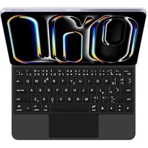 GUPENAA Toetsenbordhoes voor iPad Pro 13'' (M4) 2024, Magische Zwevende Cantileverstandaard, 7 Kleuren Achtergrondverlichting, Ingebouwd trackpad,zwart,German