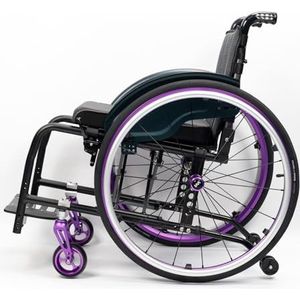 KXPSWGE Lichtgewicht opvouwbare zelfrijdende rolstoel, aluminium, sportrolstoel voor volwassenen, transportrolstoel met snelsluiting achterwielen en anti-kantelwielen (A, zitbreedte 38 cm)