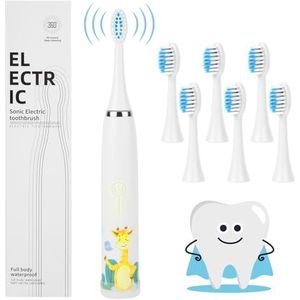 Vicloon Elektrische tandenborstel voor kinderen, oplaadbare elektrische tandenborstel voor kinderen met 6 vervangbare borstelkoppen, timer 4 modi, 18000 slagen, ipx7 waterdicht, zachte haren, zacht