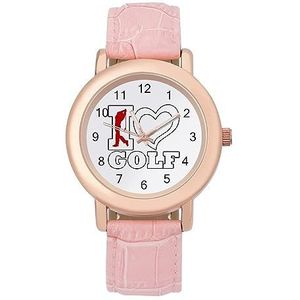 I Love Golf Horloges voor Vrouwen Mode Sport Horloge Vrouwen Lederen Horloge