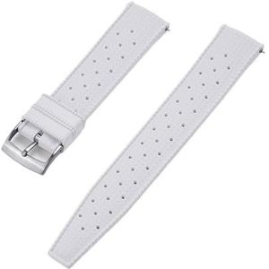 INEOUT Grade Fluororubber Tropic Horlogeband 18mm 20mm 22mm For Nieuwe FKM Horlogebanden For Heren Duikhorloges (Color : White Silver, Size : 18mm)