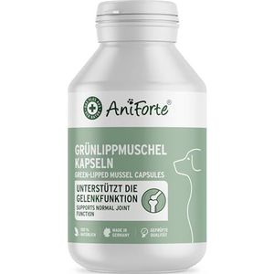 AniForte Groenlipmosselcapsules voor honden, 100 stuks, groenlipmossel hond, gewrichtstabletten met groenlipmosselpoeder in volledige vetkwaliteit 10,2%, voor gewrichten en behendigheid