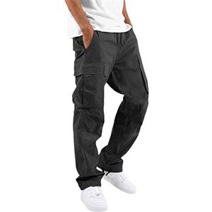 Cargo broek broek voor heren, sportbroek voor heren, militaire stijl broek, Zwart, M