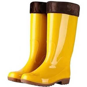 Regenlaarzen Regenschoenen hoge tube fluwelen rundvlees pezen bodem voedsel keuken water laarzen antislip slijtvaste vrouwen waterdichte regenlaarzen Regenschoenen (Color : 41, Size : Thicken mid wh