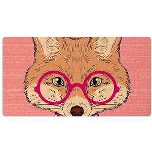 VAPOKF Leuke hipster vos met bril boog keuken mat, antislip wasbaar vloertapijt, absorberende keuken matten loper tapijten voor keuken, hal, wasruimte