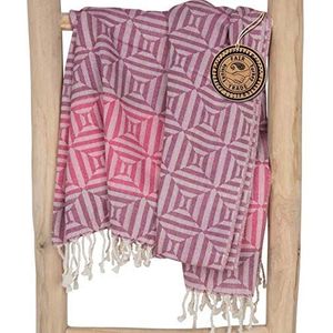 ZusenZomer Hamamdoek Square - hammam handdoek saunadoek strandlaken - hip trendy design dames - 100 x 200 - Roze