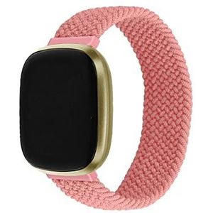 Jeniko Compatibel Met Fitbit Versa 3 Sense Band Nylon Vlecht Zachte Elasticiteit Horlogebanden Gevlochten Solo Loop Polsband Versa 3 Horloges Accessoires(Pink,FOR FITBIT SENSE_L)