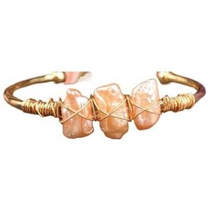 Natuurlijke Turkoois Chunky Kralen Gouden Open Manchet Armband for Vrouwen Barokke Parel Kralen Open Armband Bangle Sieraden (Color : YellowPearl Gold)