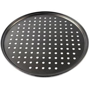 WANGBINGXING Pizzaplaat 1 Stks 26/28/32CM Koolstofstaal Non-Stick Pizza Bakpan Mesh Tray Plaat Ronde Diepe Schotel Pizza Pan Tray Mould Bakvormen Bakken Tool Pizza Staal (28cm)