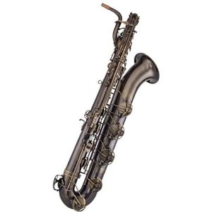 professioneel Saxofoon Bariton E Platte Saxofoon Messing Zwart Vernikkeld Sax Muziekinstrumenten Met Mondstukkoffer (Color : Black nickel gold)