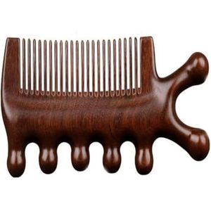 Houten kam, houten met brede tanden, for krullen, 11 cm massagekam, sandelhouten, kop
